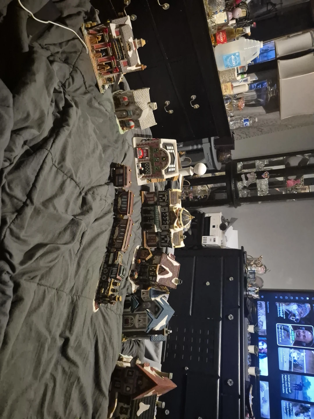Collection of Christmas Village Houses and Train Set
