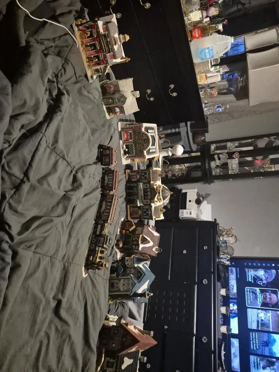 Collection of Christmas Village Houses and Train Set