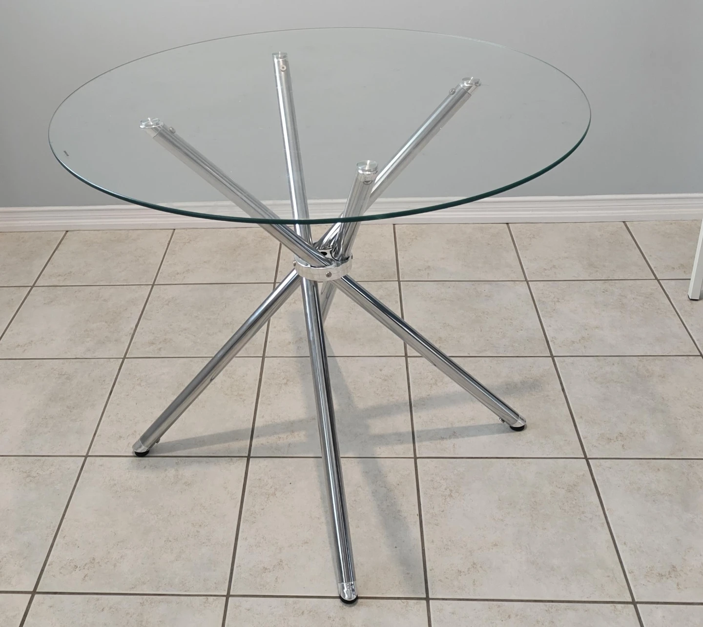 Glass Top Dining Table with Chrome Base