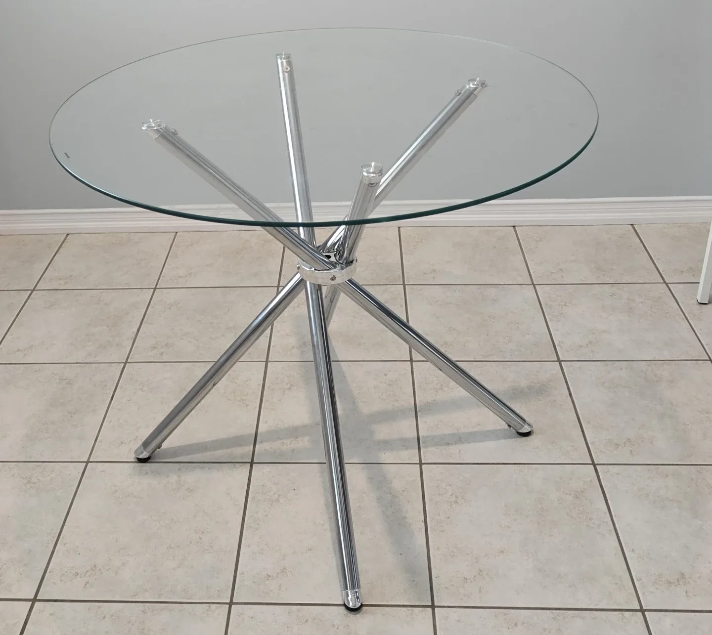 Glass Top Dining Table with Chrome Base