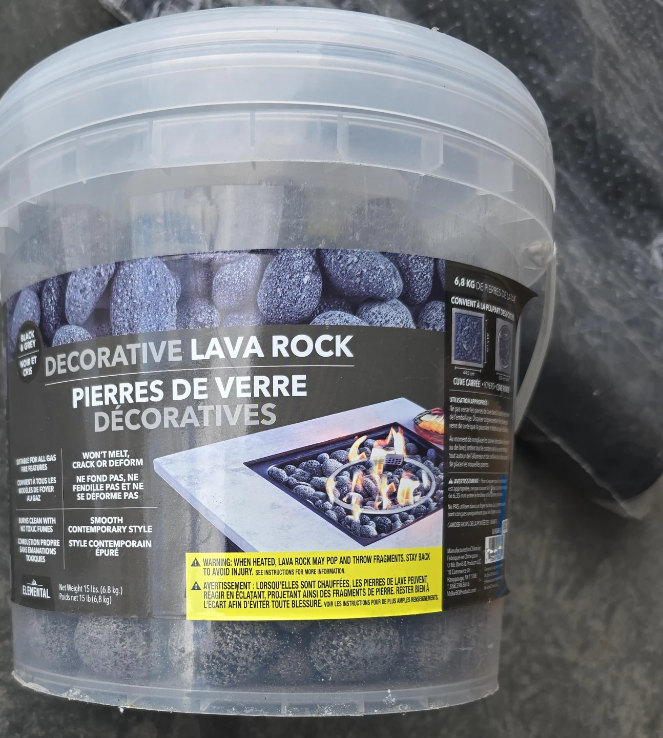 Elemental Decorative Lava Rock - Black & Grey