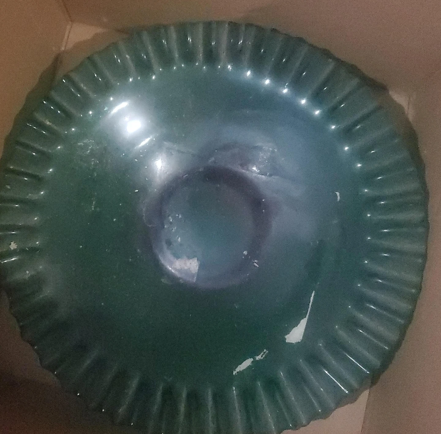 Green Serving Bowl with Ruffled Edge