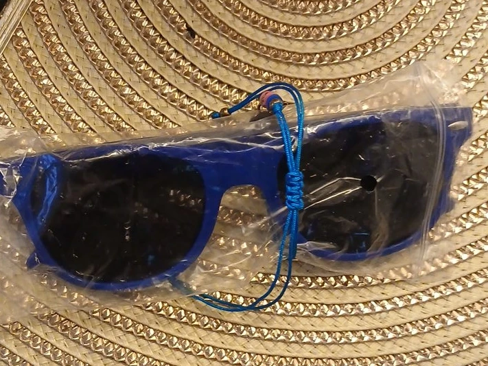 Blue Novelty Sunglasses with Neck Cord