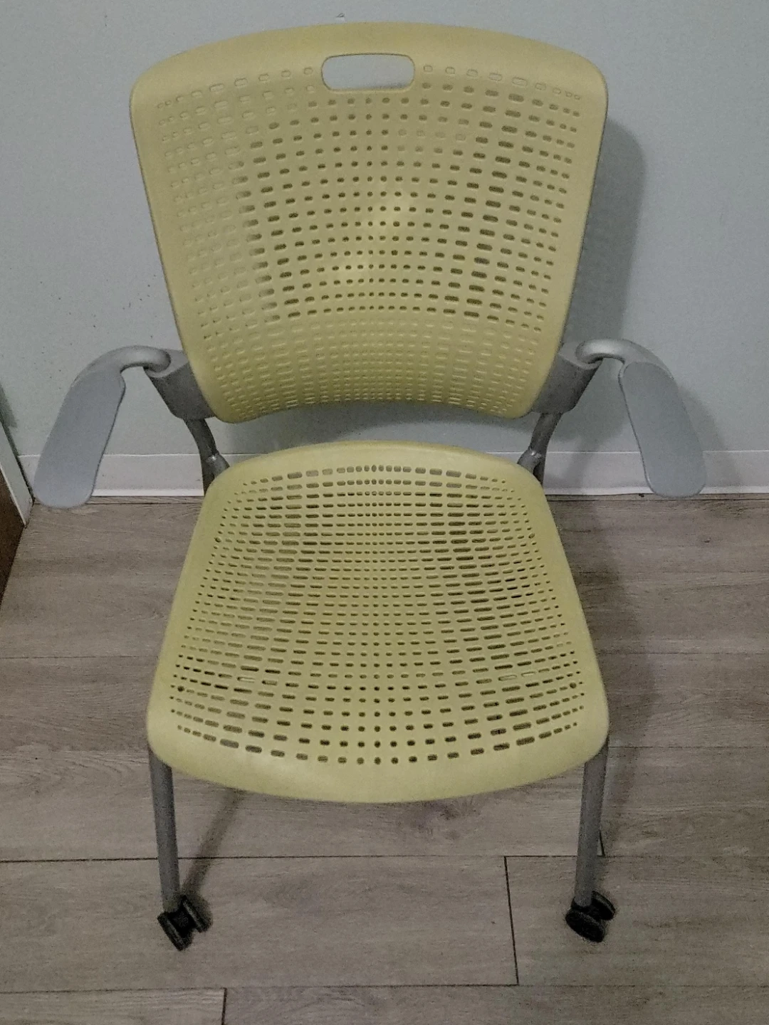 Light Green Humanscale Armchair with Wheels