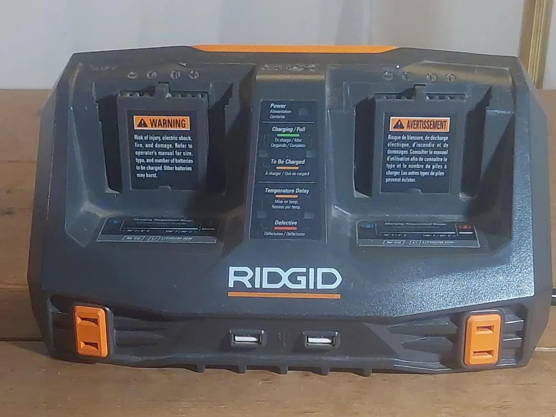 RIDGID Dual Battery Charger with USB Ports