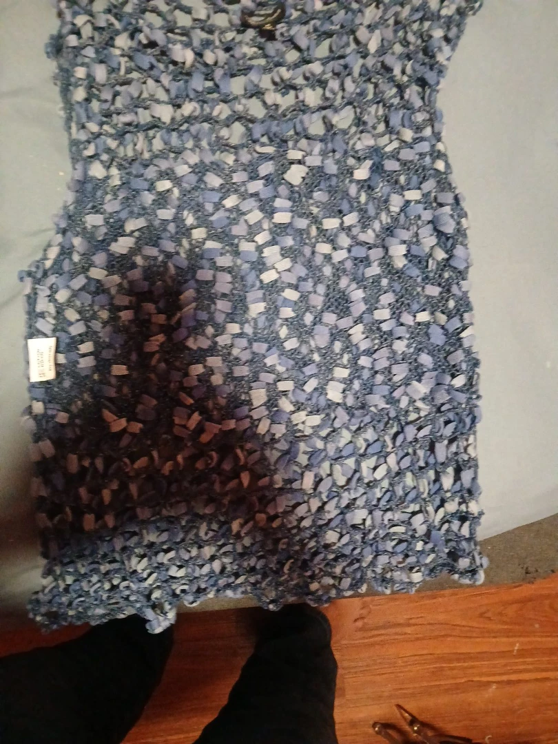 Blue Textured Knit Top