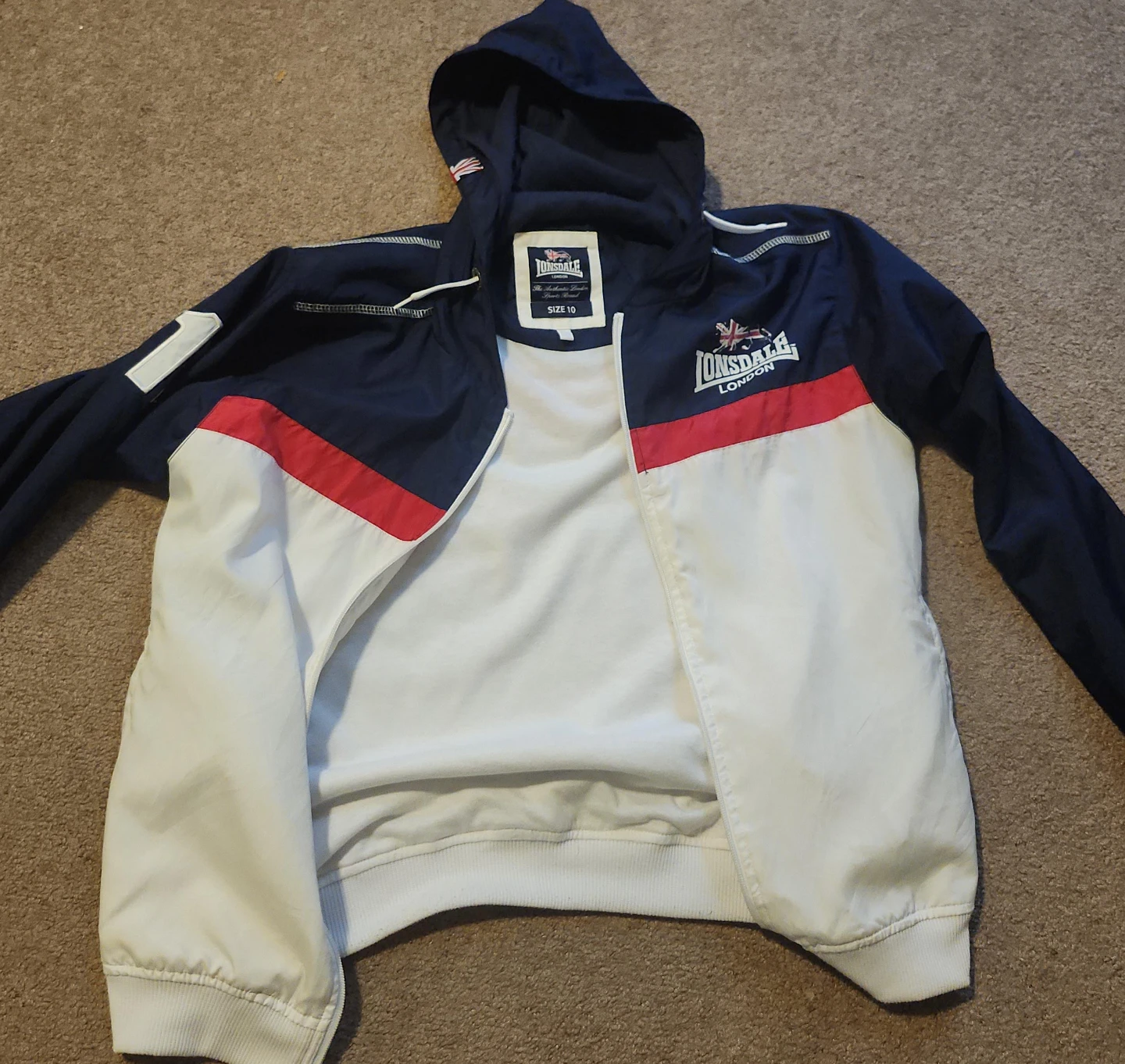 Lonsdale London Hooded Windbreaker Jacket Size 10
