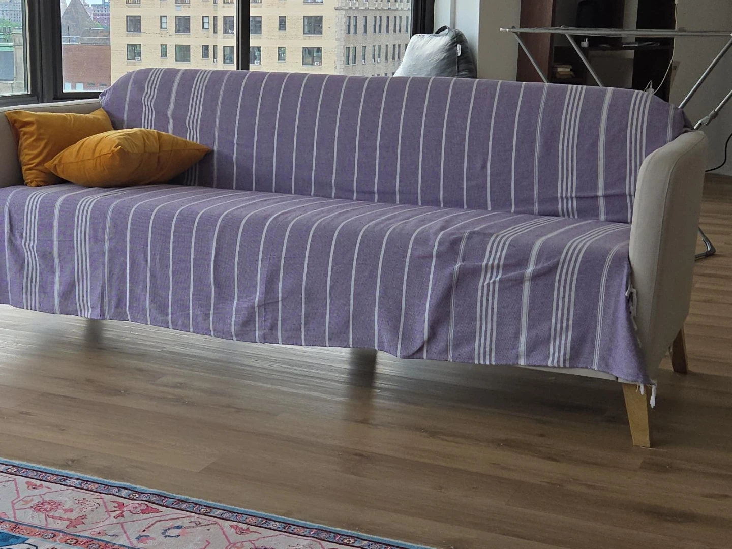Purple Striped Sofa Throw Blanket