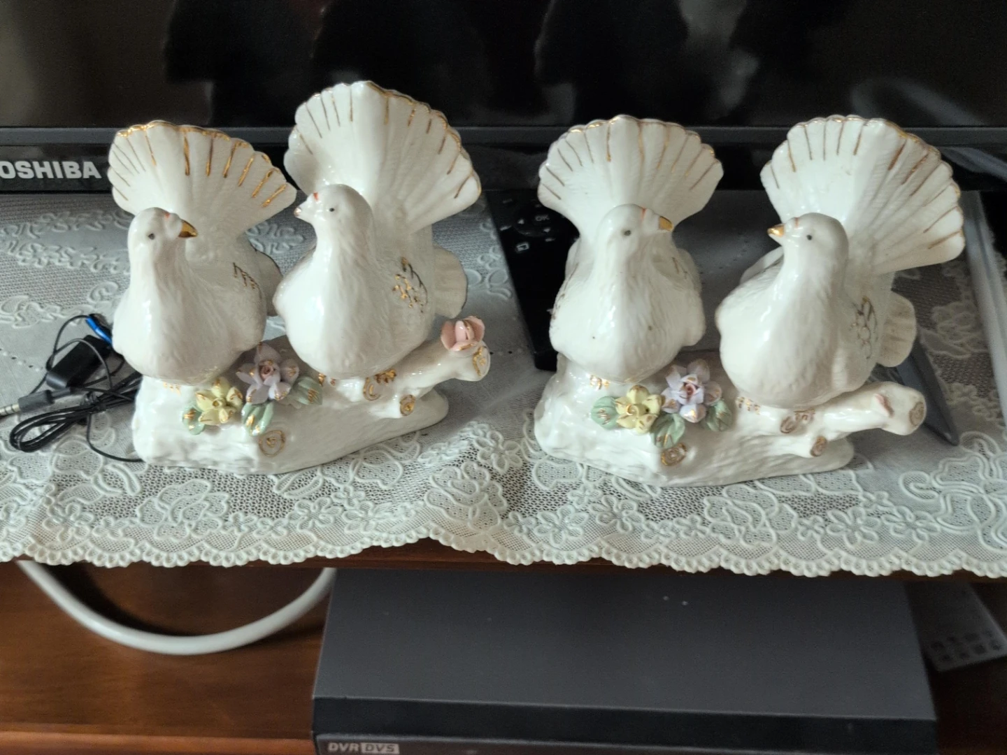 Pair of Ceramic Doves Figurine