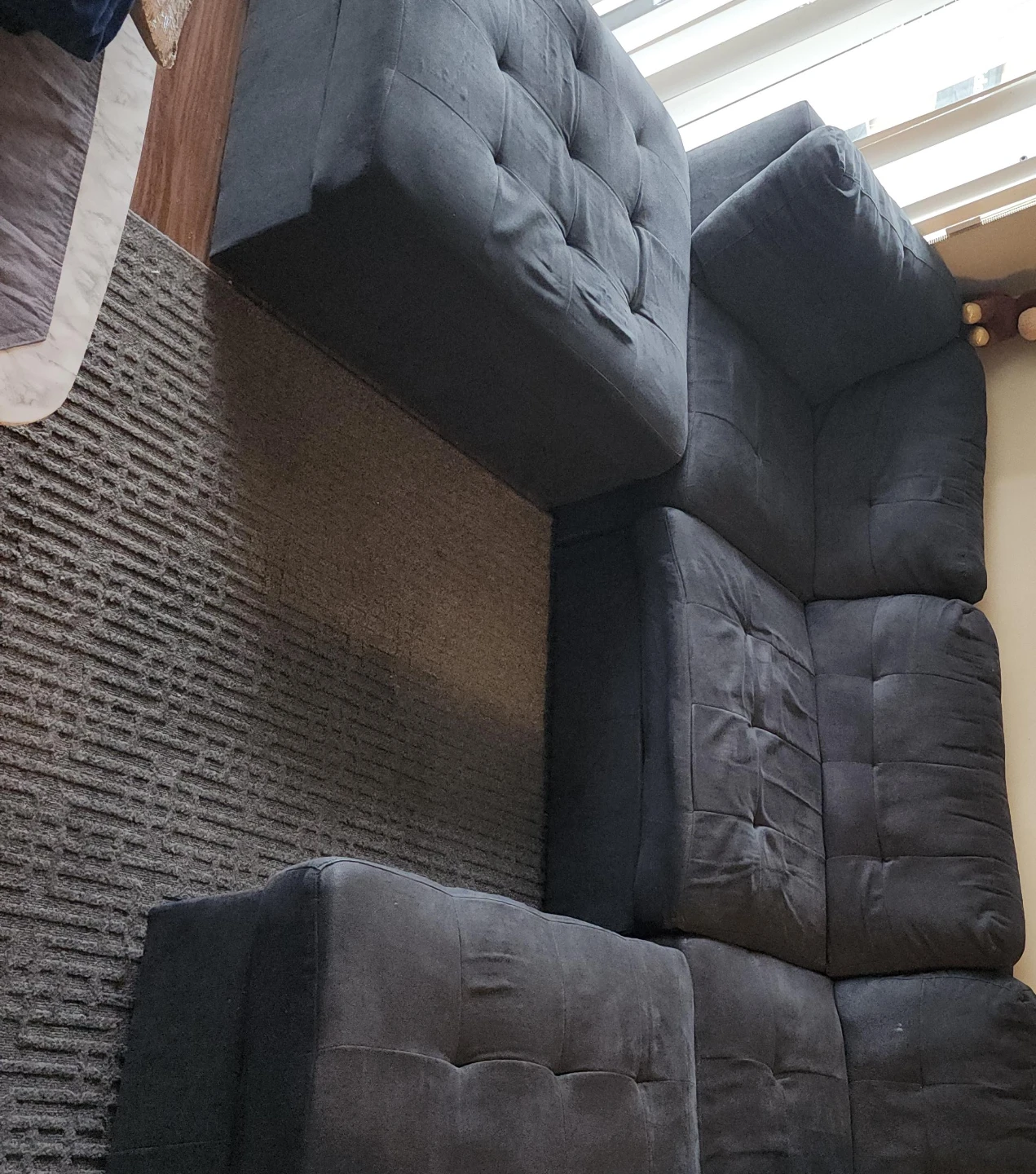 Dark Grey Tufted Modular Sofa Section