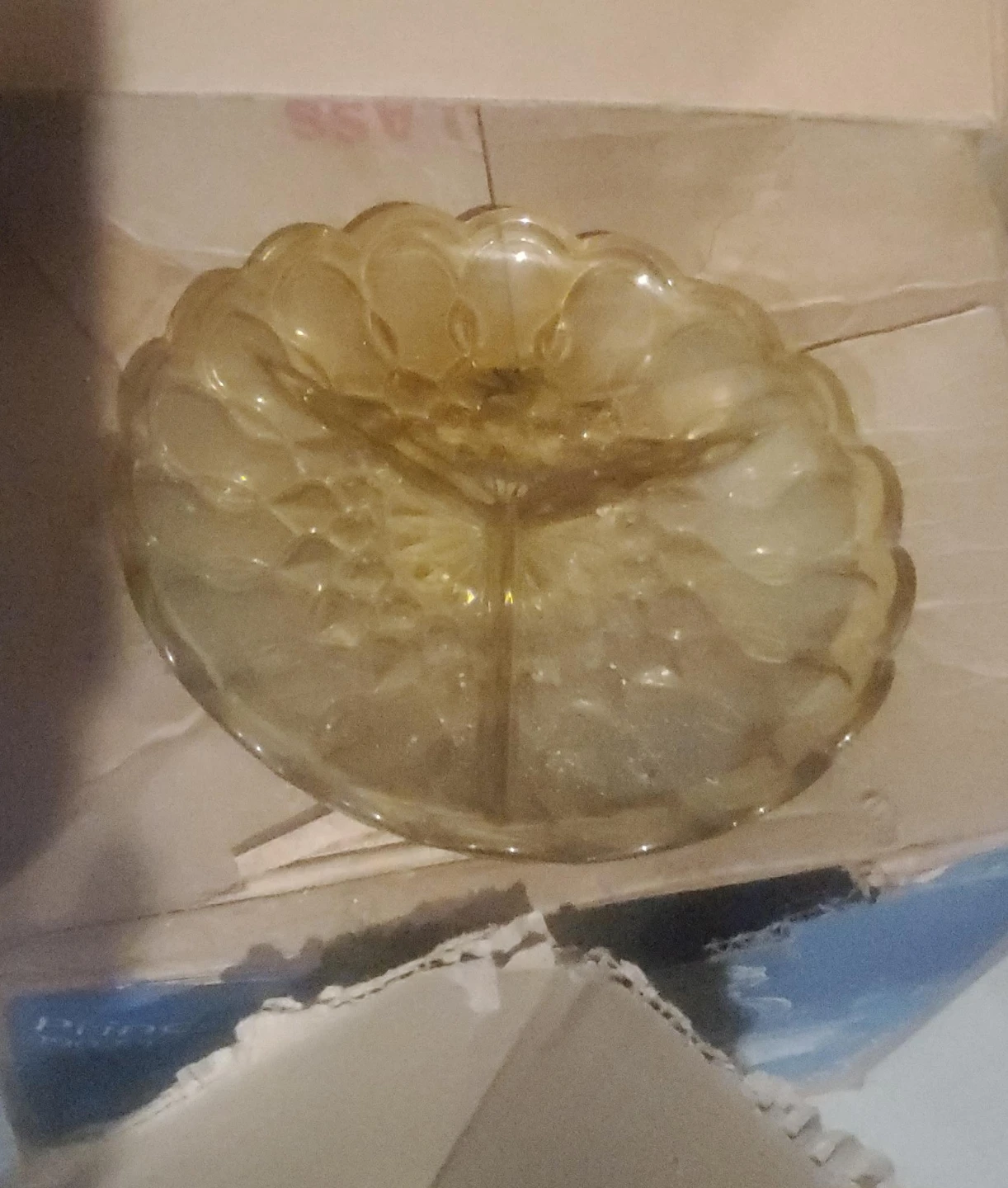 Amber Glass Divided Serving Dish