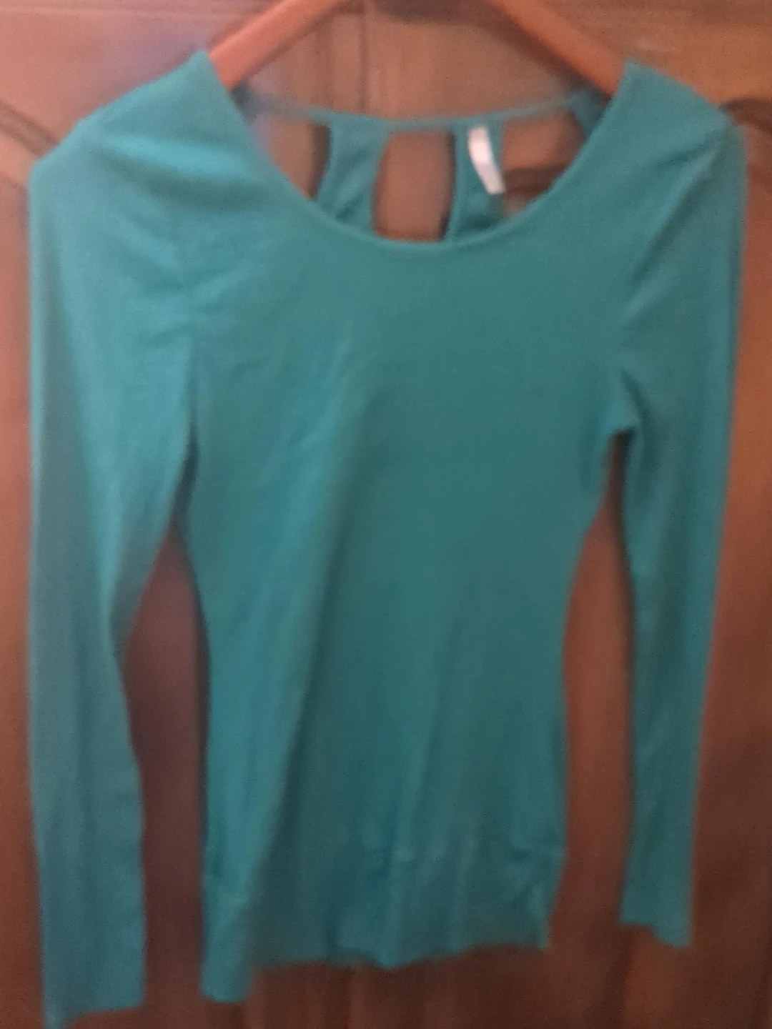 ICON APPAREL Teal Cutout Back Long Sleeve Top Size L