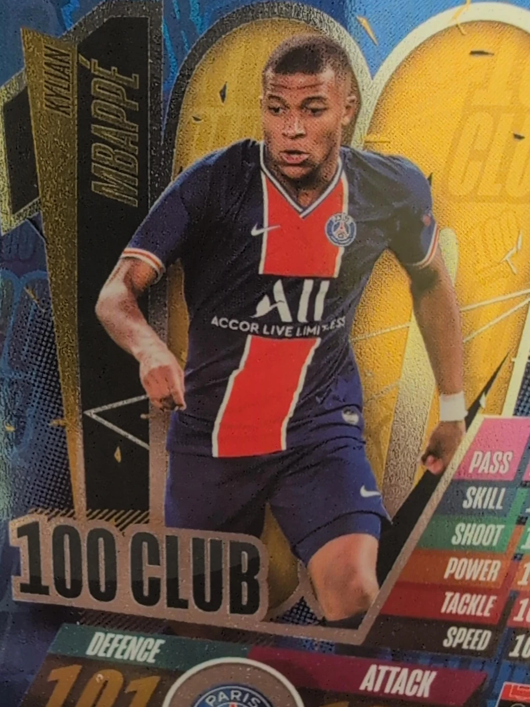 Topps Match Attax Kylian Mbappé 100 Club Trading Card