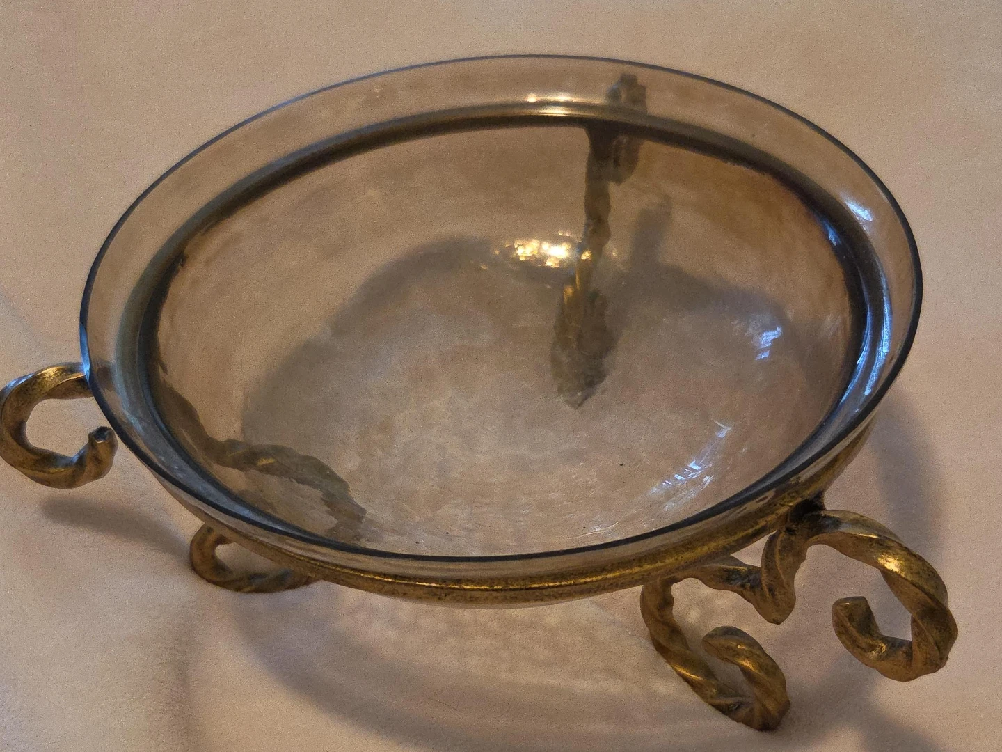 Glass and Metal Pedestal Bowl