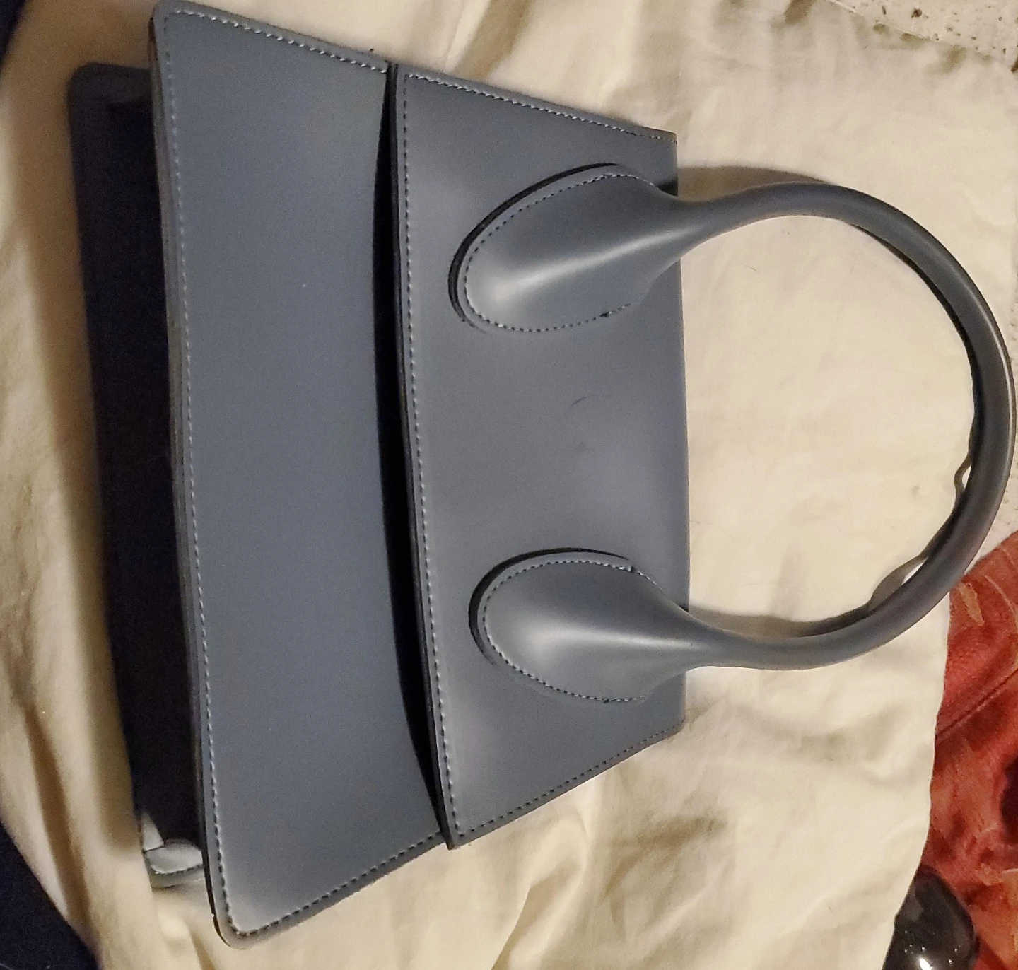 Grey Top-Handle Handbag
