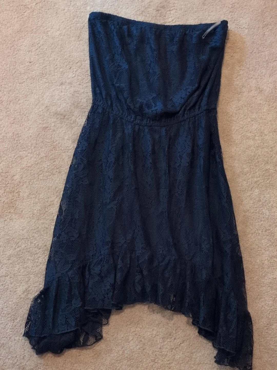 Navy Lace Strapless Dress