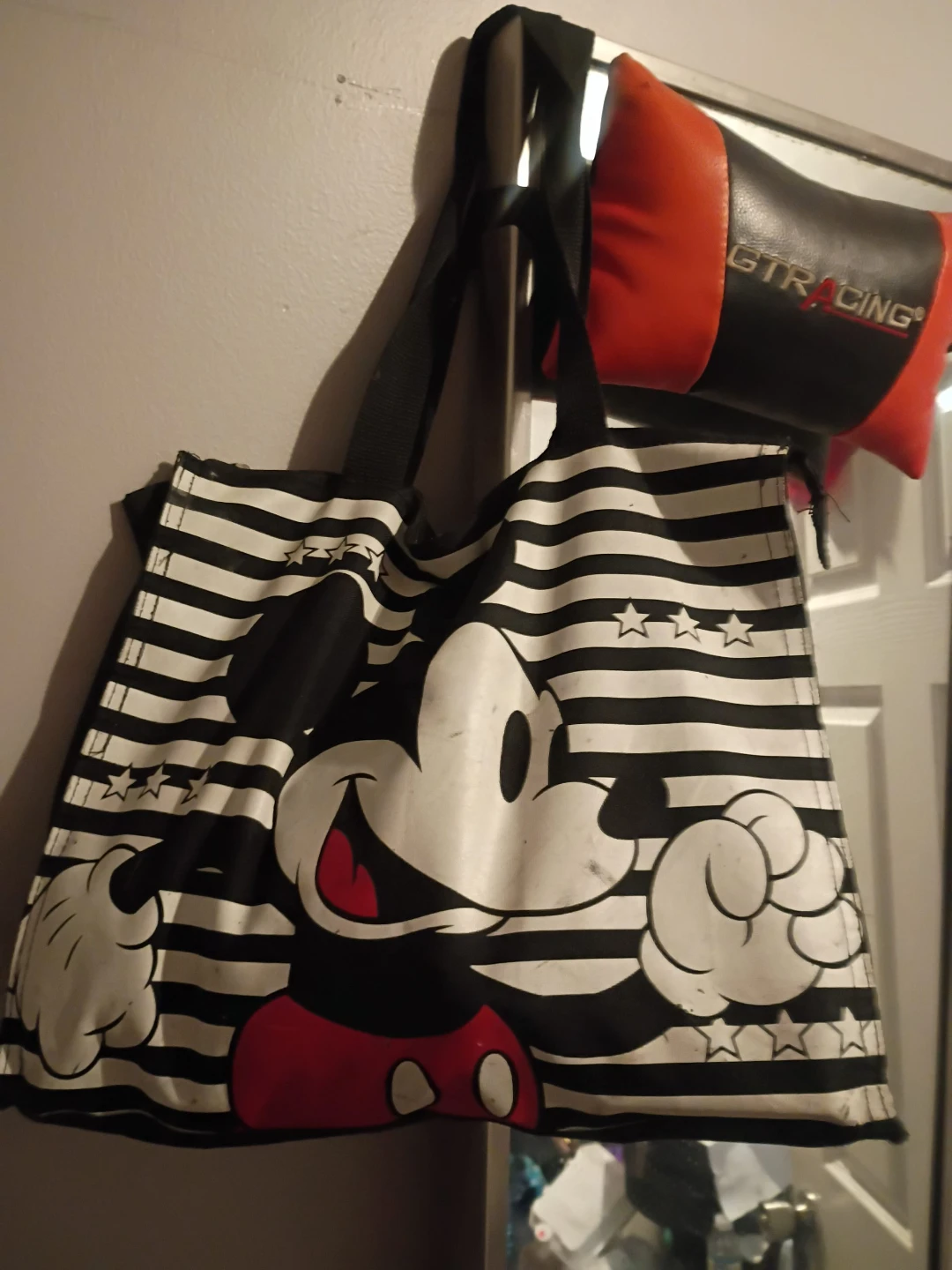 ⚽Mickey Mouse Tote Bag Black and White Stripes