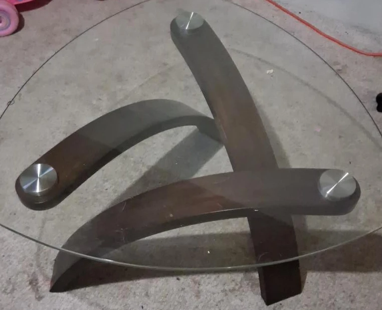 Glass Top Coffee Table with Wooden Legs