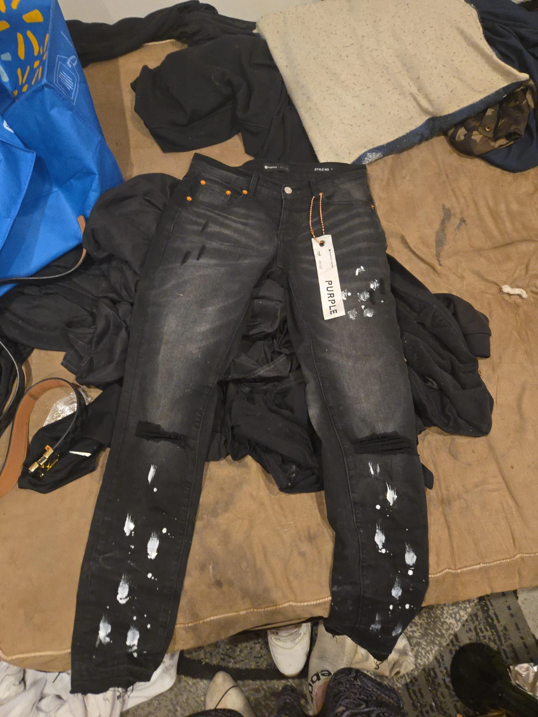 Purple Brand Black Paint Splatter Jeans