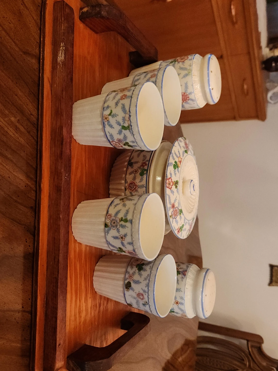 Vintage Floral Ceramic Salt and Pepper Shakers Set