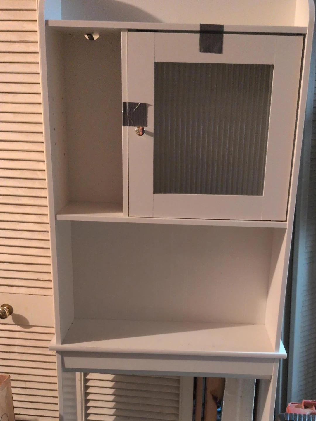 White Storage Cabinet with Glass Door