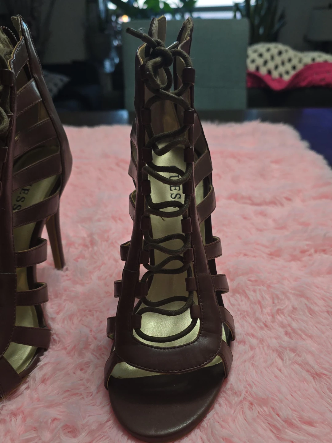 Guess Brown Lace-Up Gladiator Heels