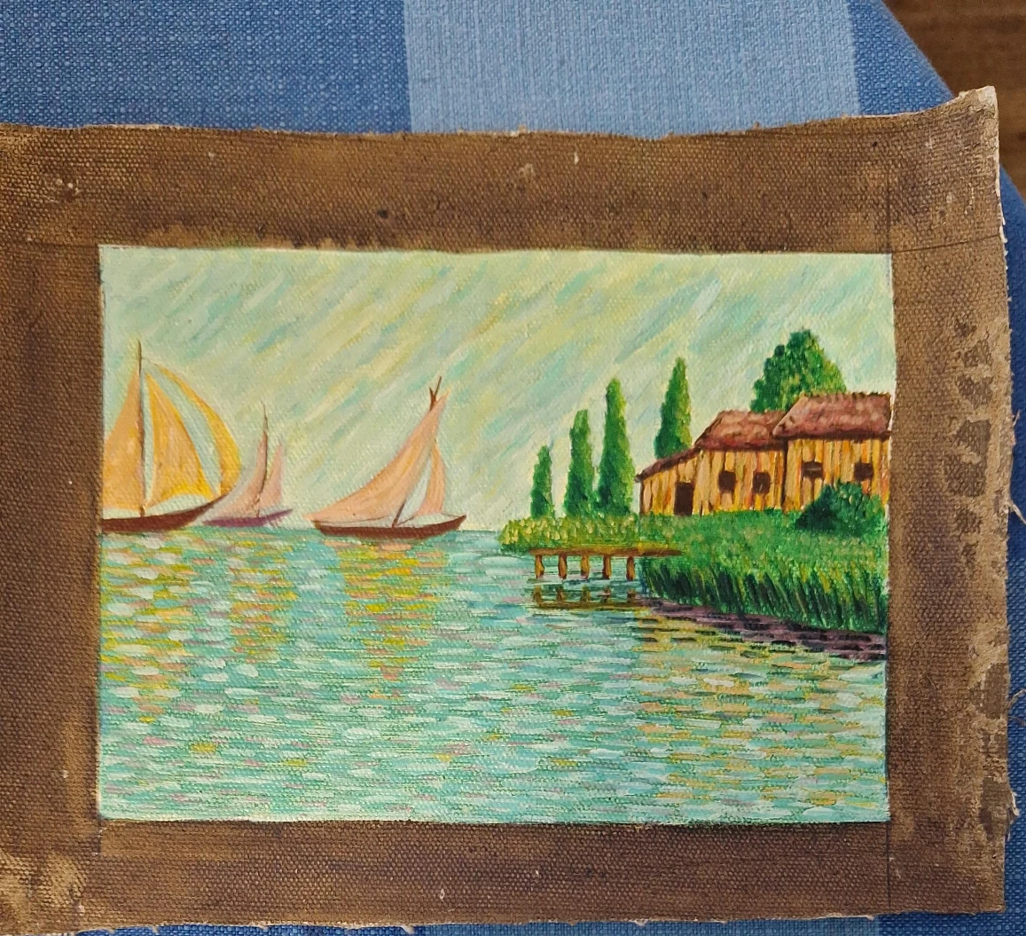 Original Oil Painting Seascape with Sailboats