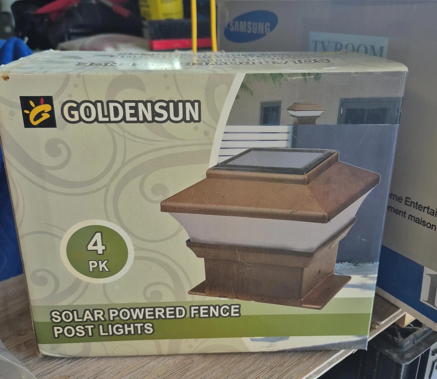 GOLDENSUN Solar Powered Fence Post Lights - 4 Pack