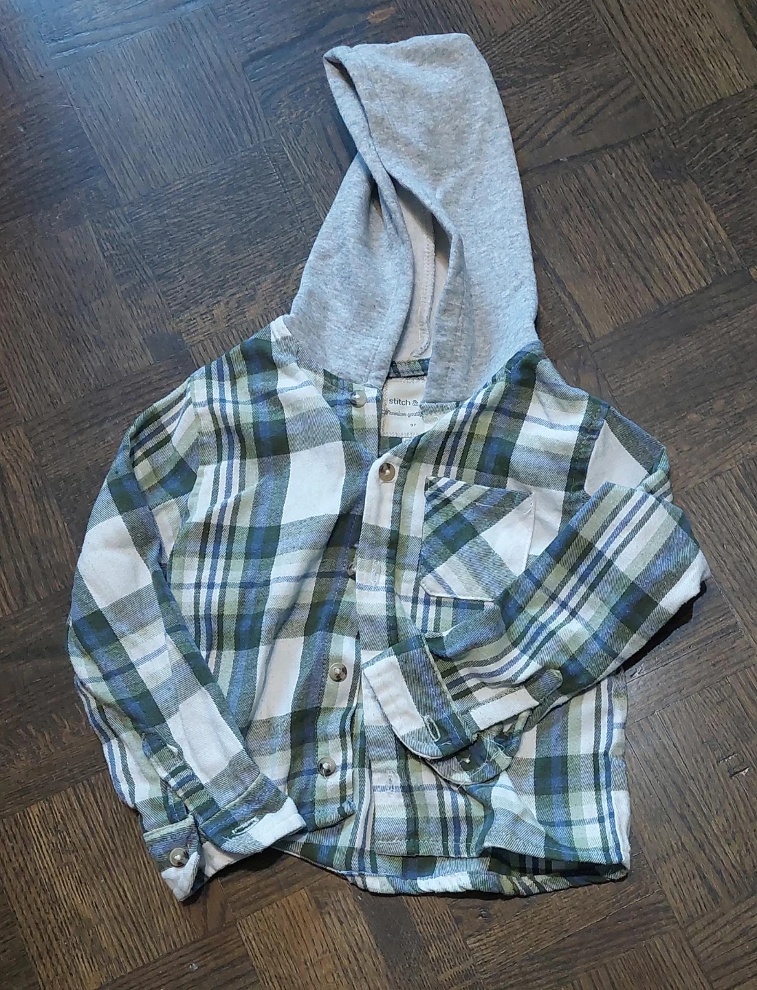 Stitch & Soul Plaid Flannel Hoodie Shirt