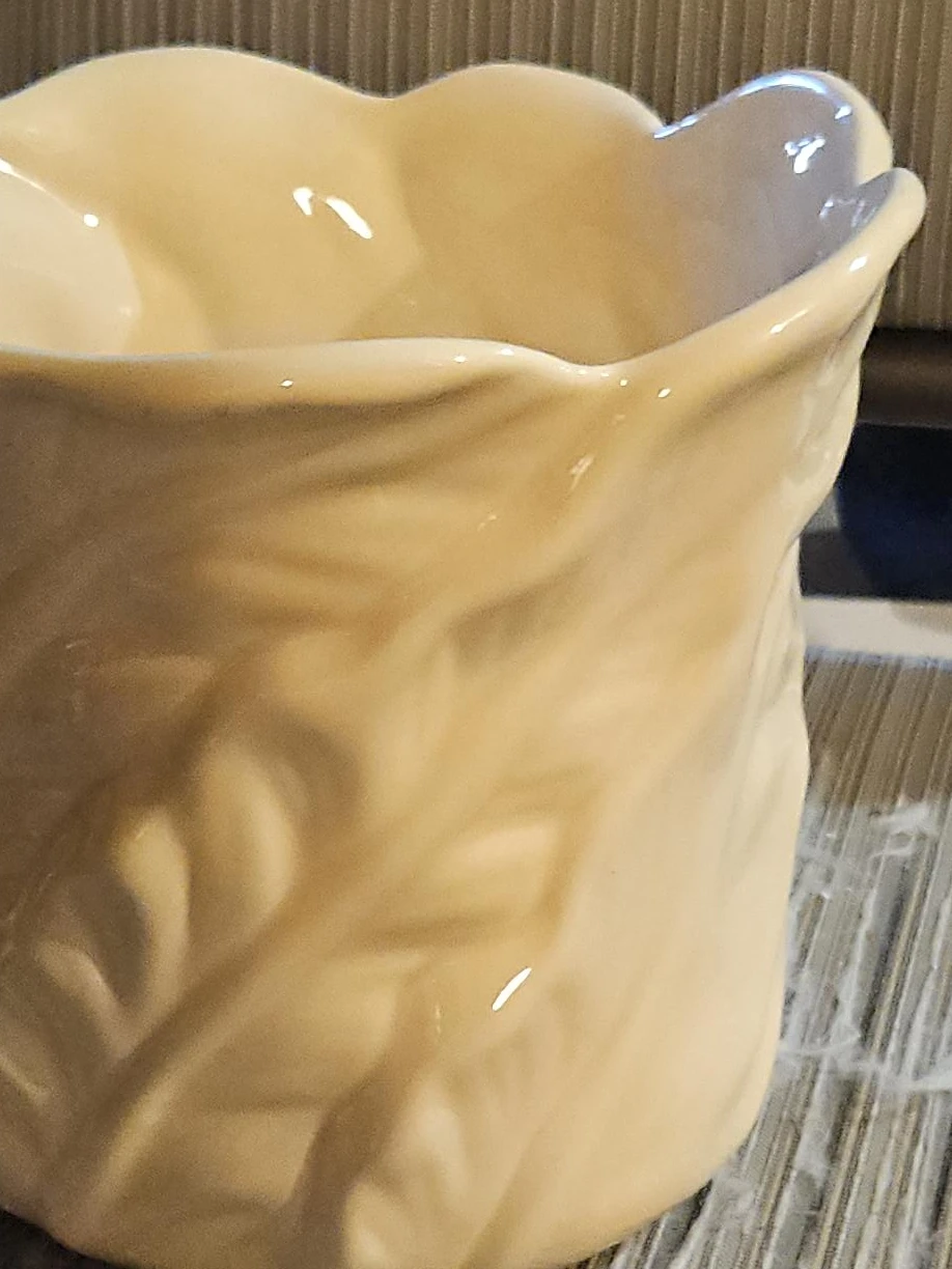 Cream Leaf Design Ceramic Planter Pot