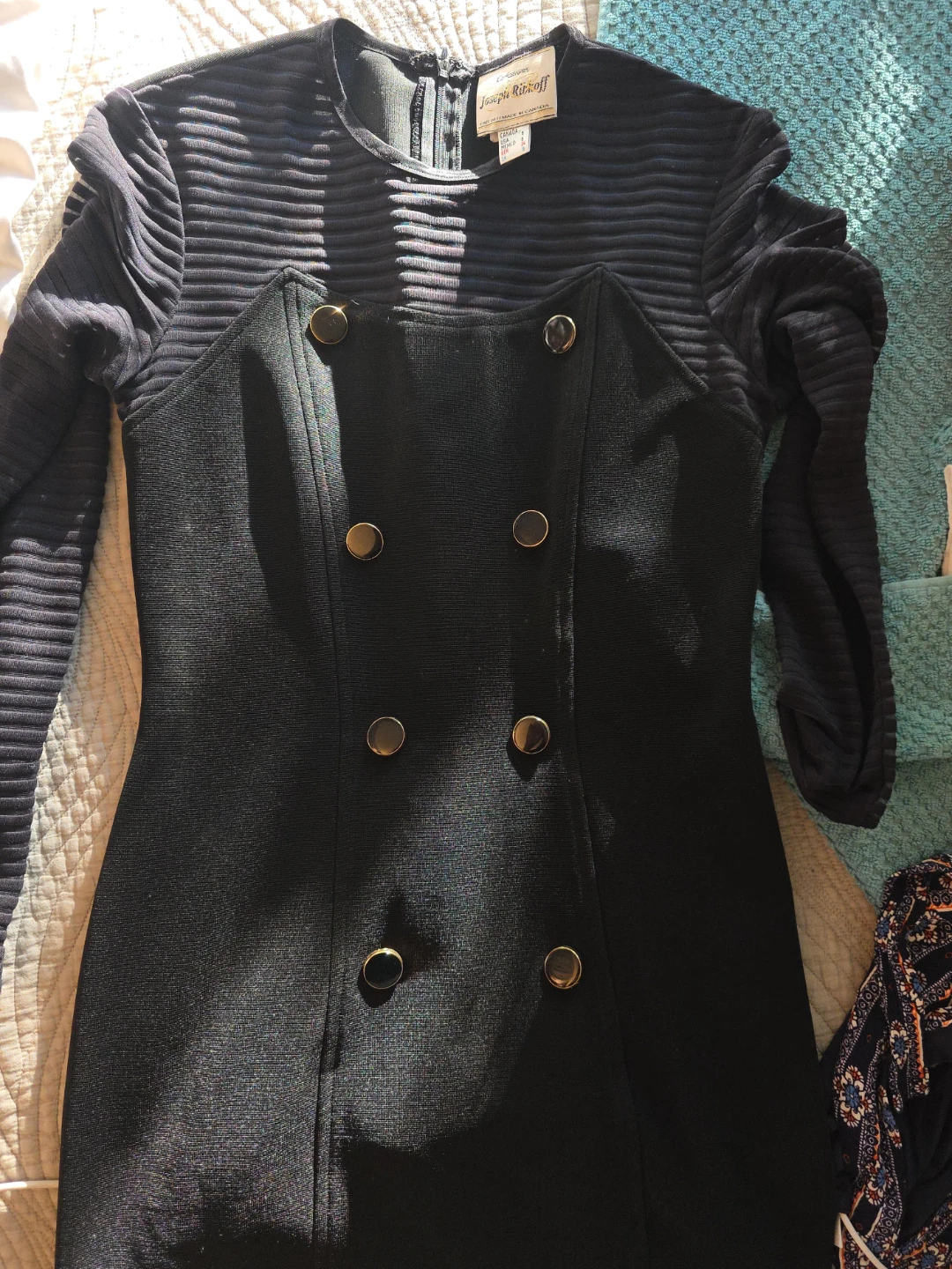 Joseph Ribkoff Black Dress with Gold Buttons