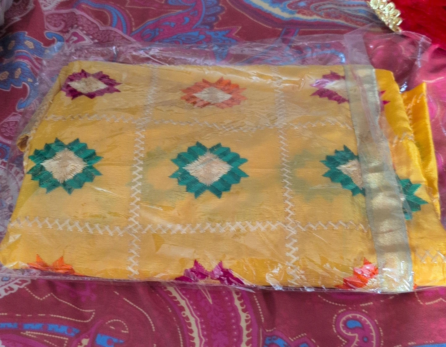 Yellow Embroidered  duppta