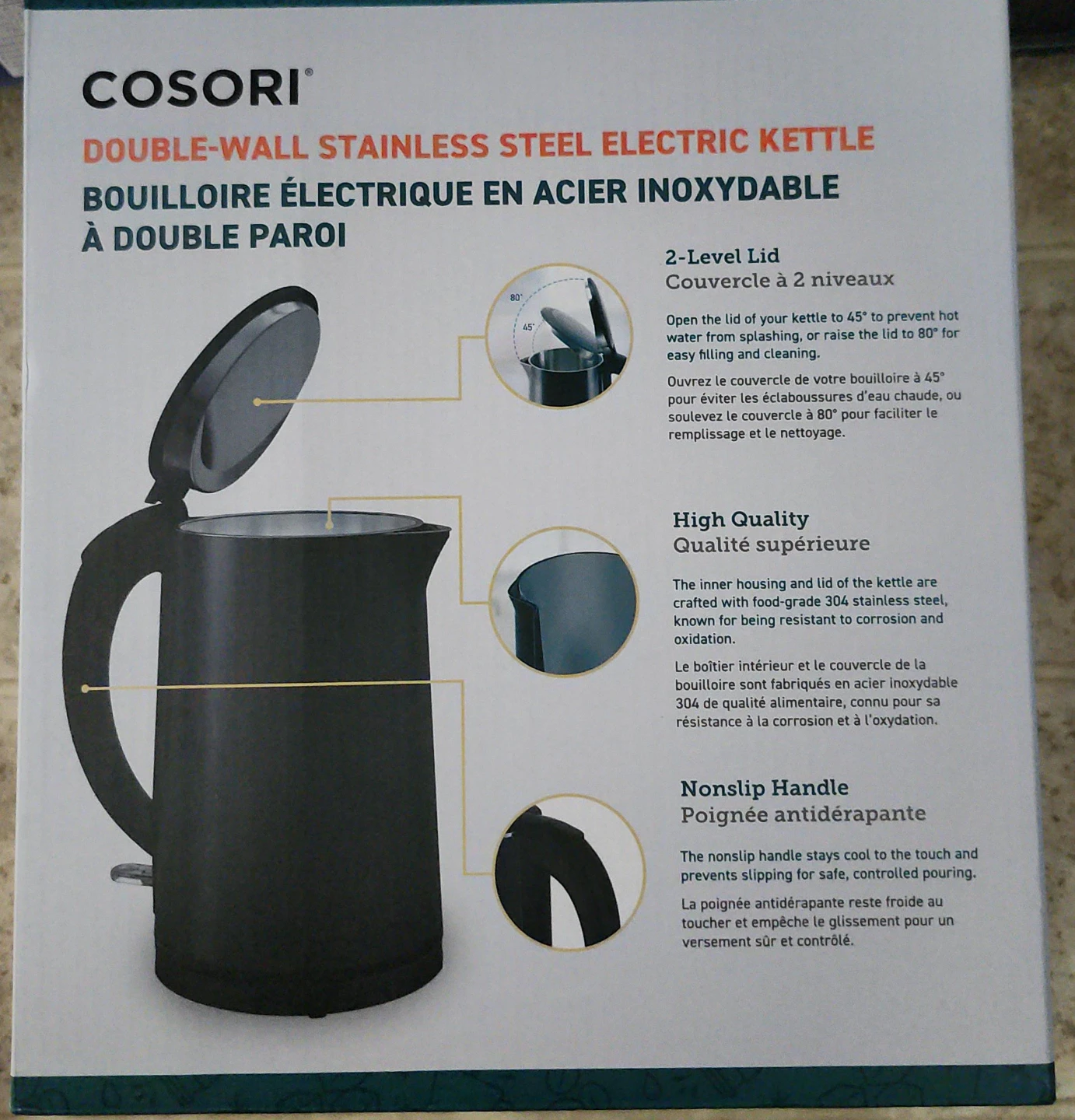 COSORI Double-Wall Stainless Steel Electric Kettle