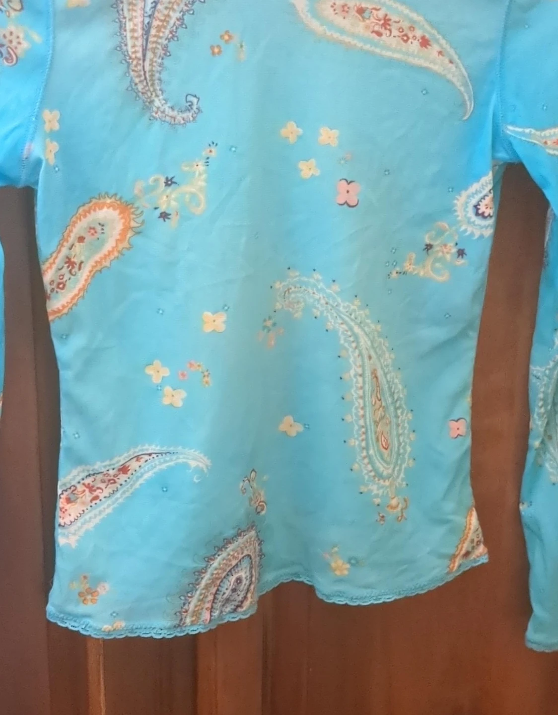 Kenneth Cole New York Turquoise Paisley Print Blouse Size S
