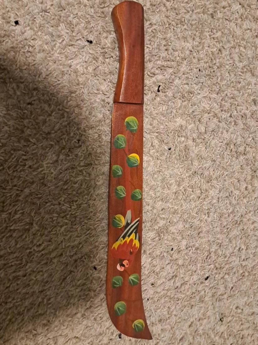 Wooden "Puerto Rico" Machete with Hand-Painted Design