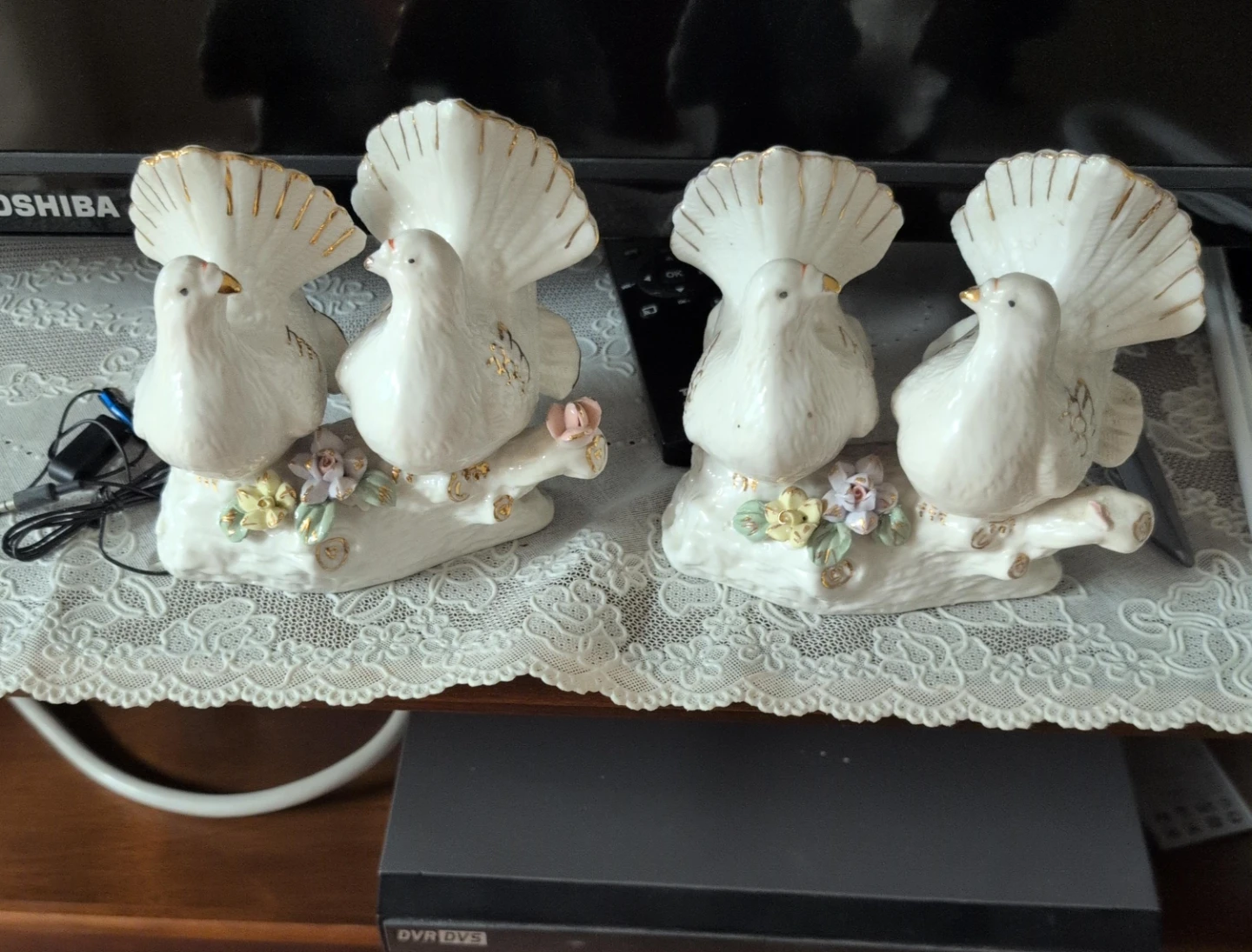 Pair of Ceramic Doves Figurine