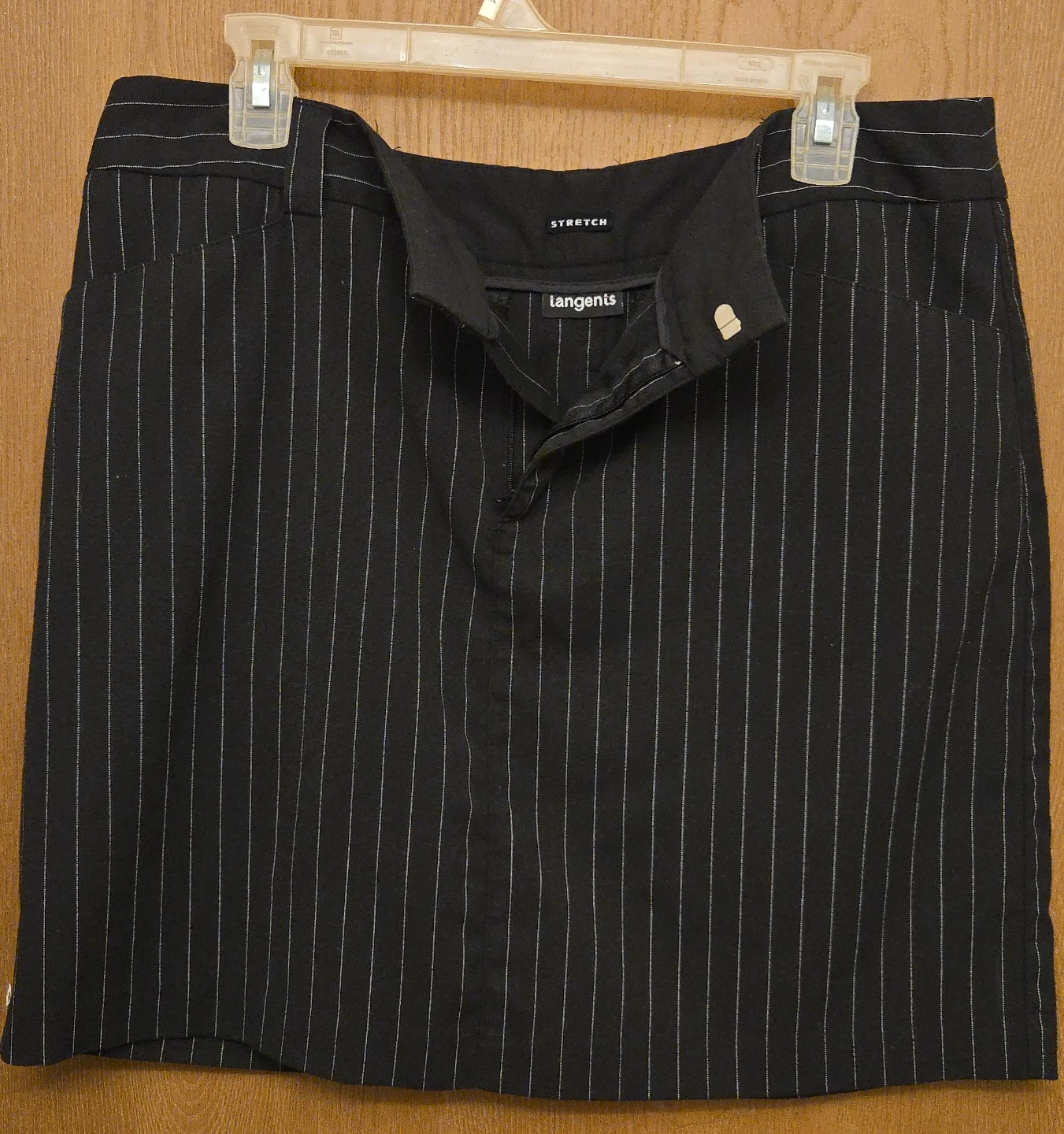 Tangents Black Pinstripe Stretch Mini Skirt