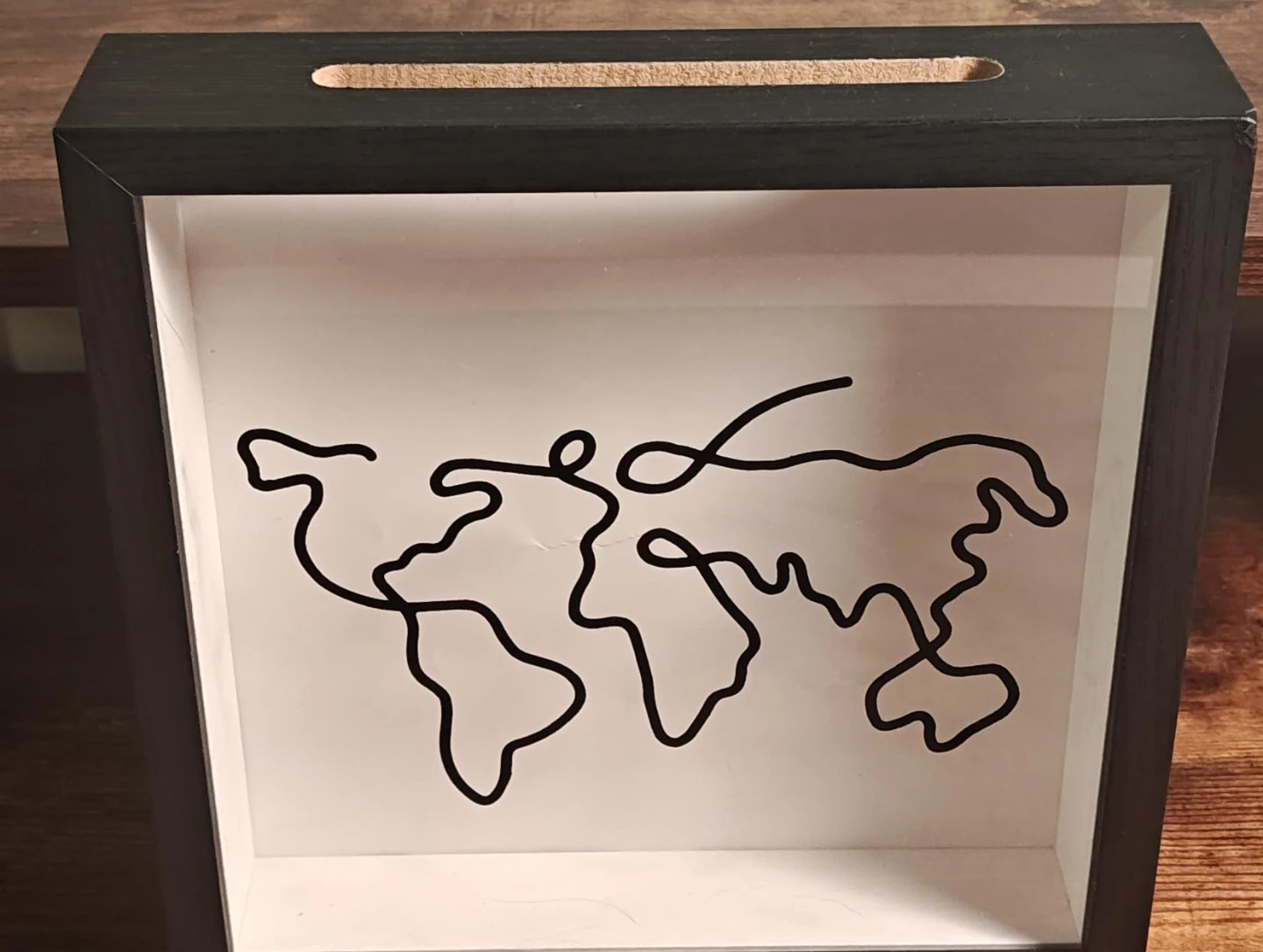 Shadow Box Money Bank with World Map Design