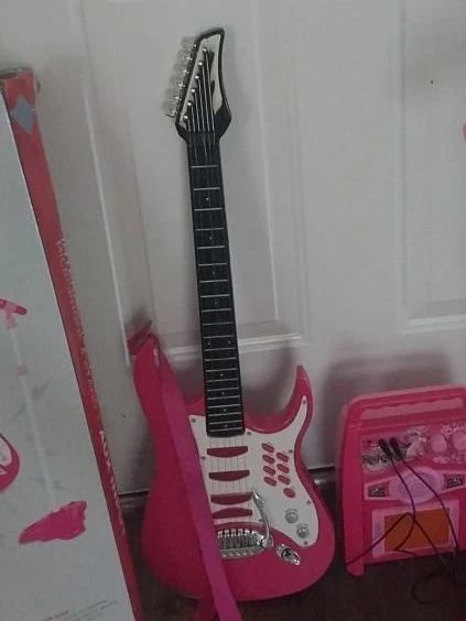 Pink Toy Electric Guitar with Amplifier