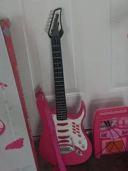 Pink Toy Electric Guitar with Amplifier