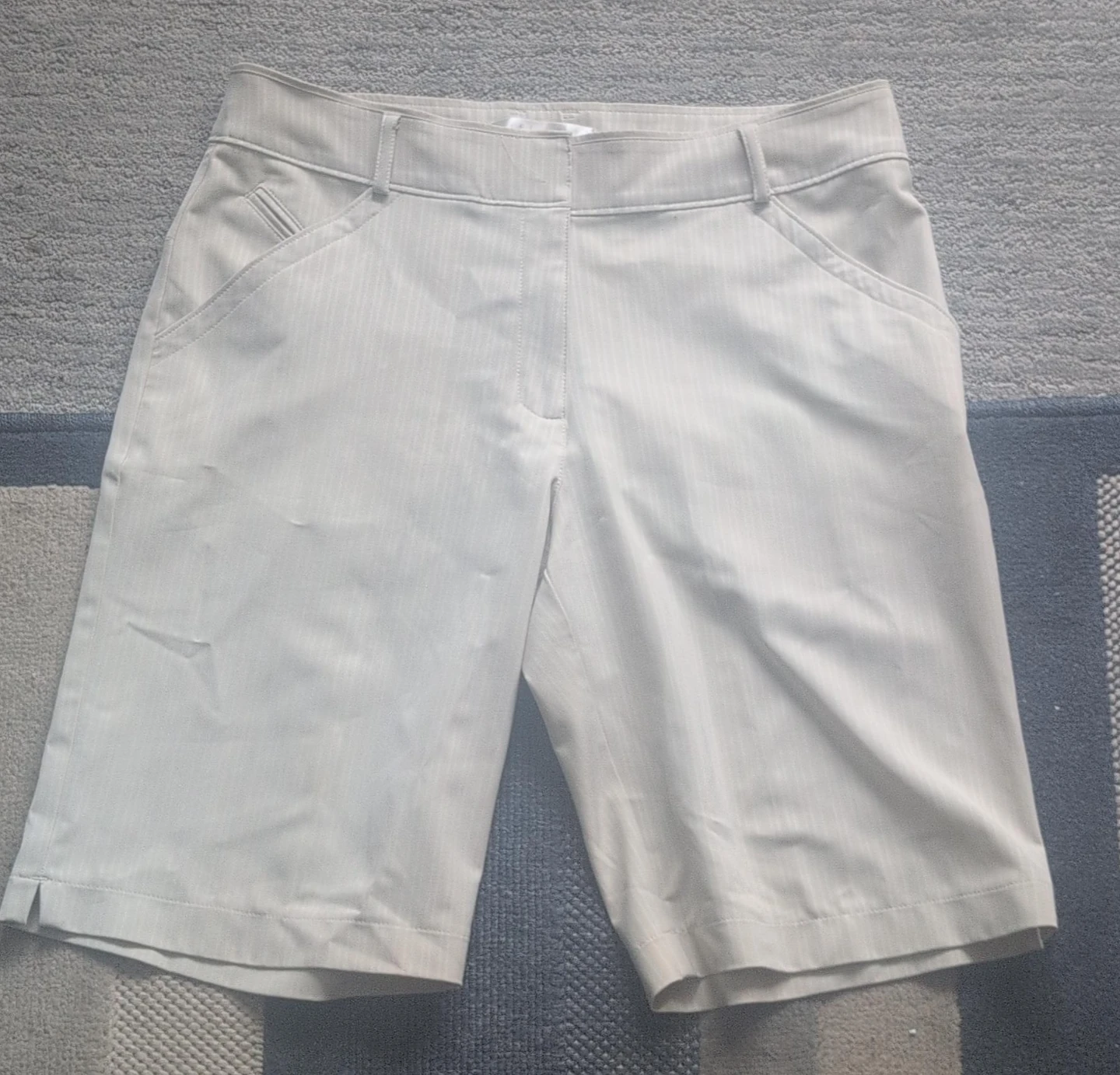Women's Beige Pinstripe Golf Shorts