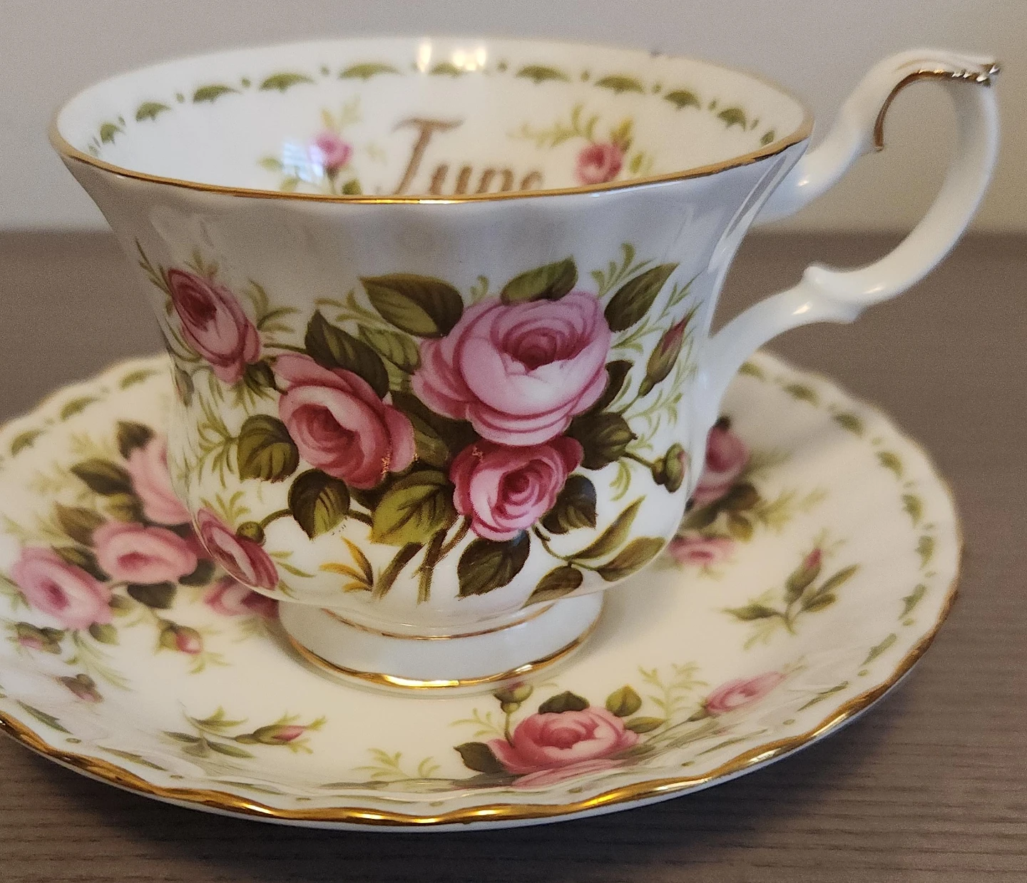 Royal Albert Bone China "June Roses" Teacup and Saucer