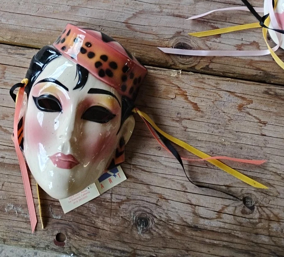 Decorative Ceramic Mask with Ribbons
