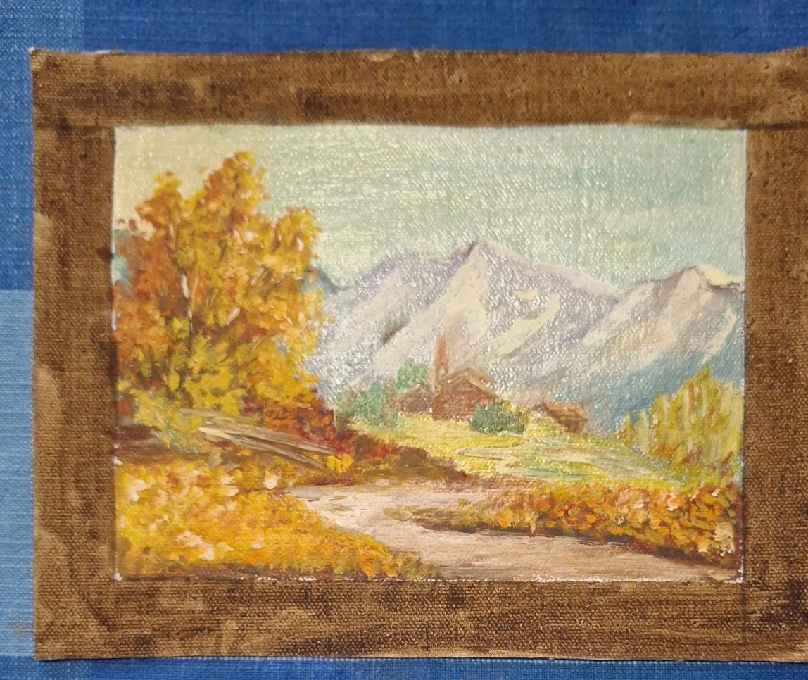 Vintage Landscape Painting - Autumn Mountains