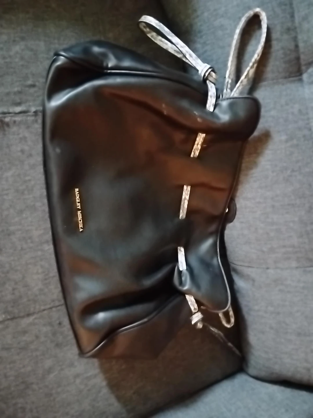 Badgley Mischka Black Leather Tote Bag