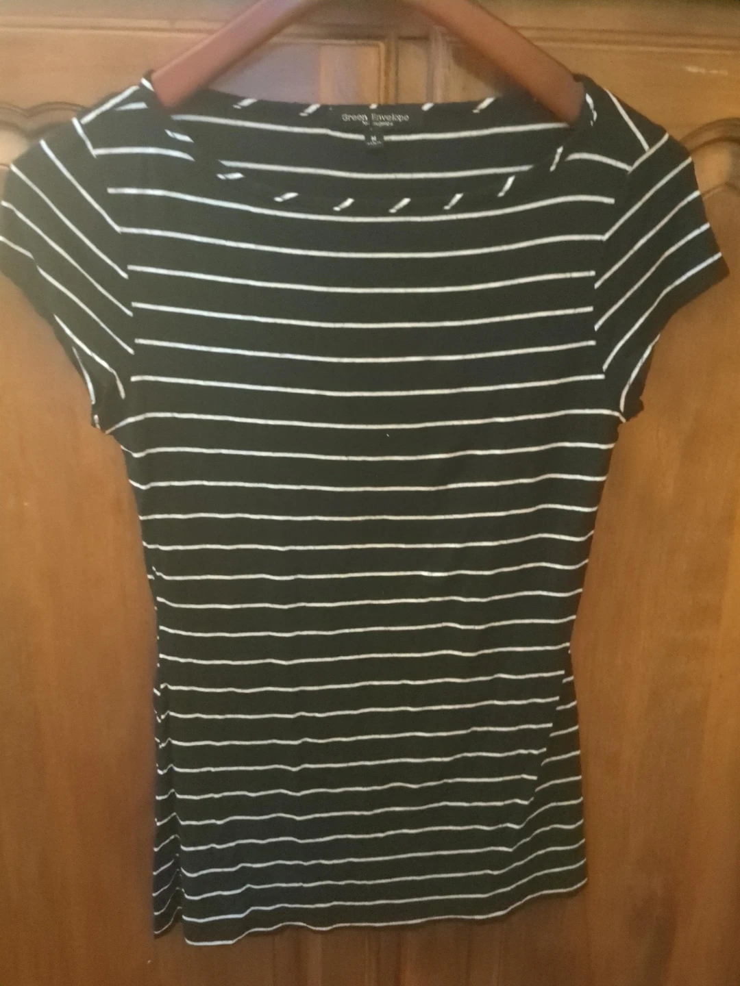Green Envelope Striped T-Shirt Size M