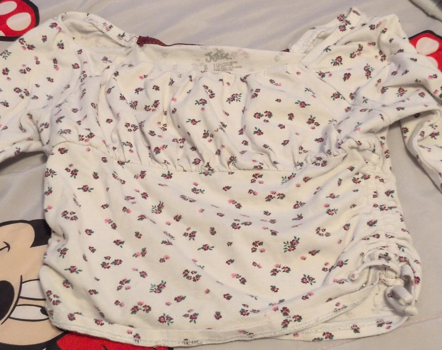 Justice White Floral Print Long Sleeve Top