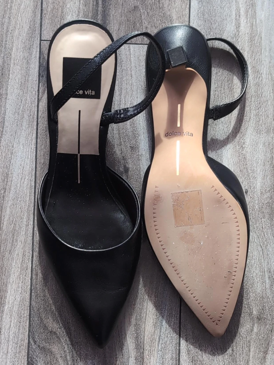 Dolce Vita Black Leather Slingback Heels