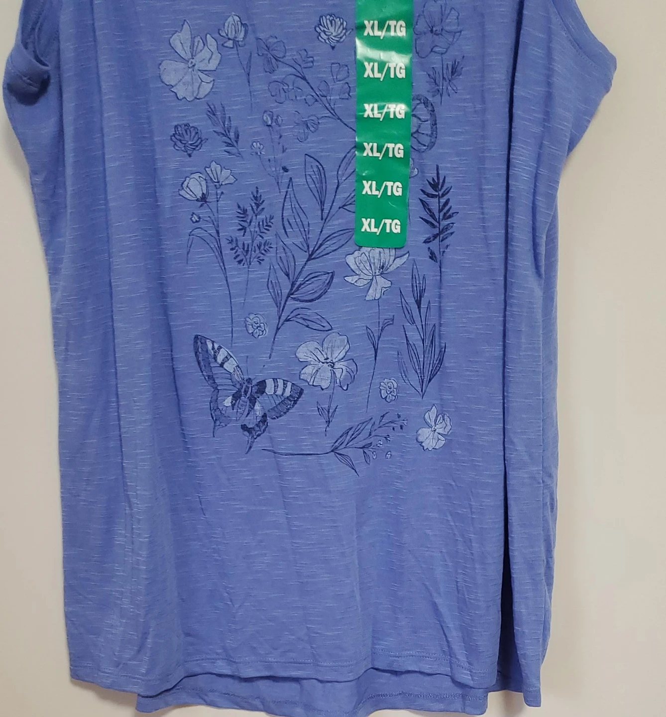 Blue Floral Butterfly T-Shirt XL/TG