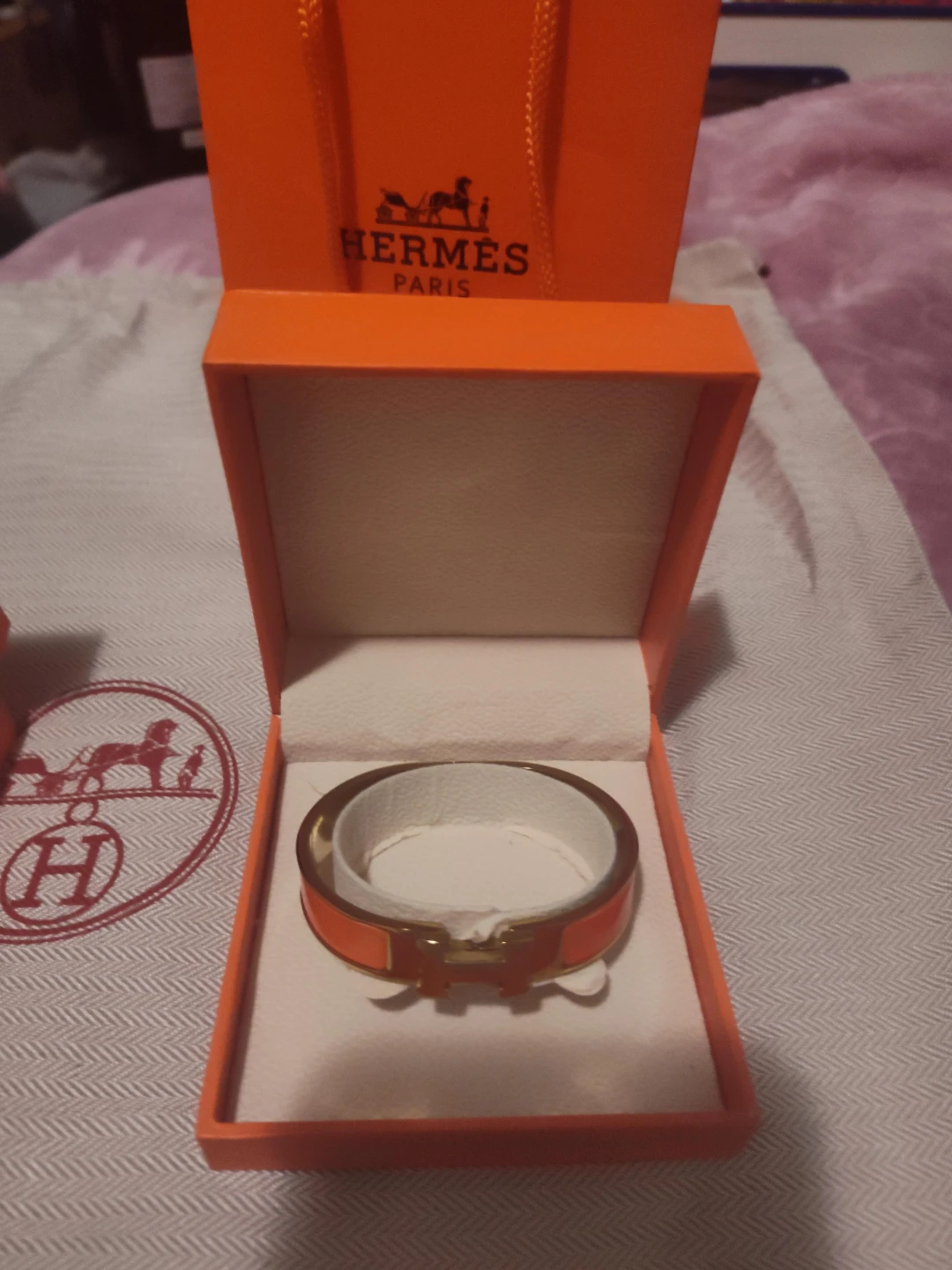 Hermes Orange H Bracelet